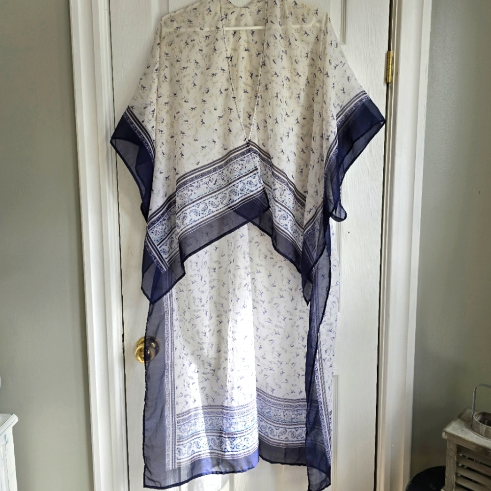 🌷Sheer Blue Paisley Swim Cover-up